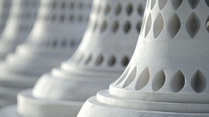 Poster - Intricate Design of White Decorative Columns in Close Perspective
