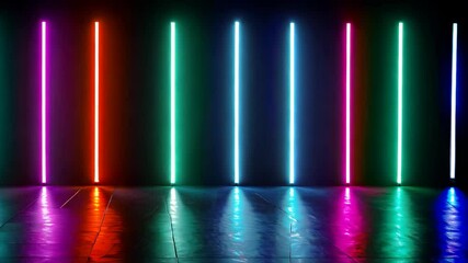 Poster - a minimalistic led stripe design with radiating beams.