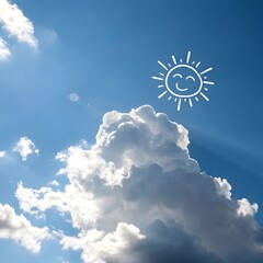 Wall Mural - sky, clouds, blue, cloud, nature, white, sun, day, cloudscape, weather, light, heaven, air, cloudy, 