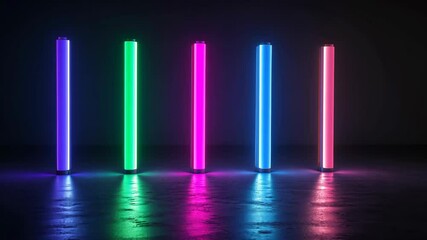 Poster - a minimalistic led stripe design with radiating beams.