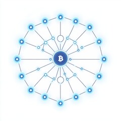 Poster - Abstract representation of a Bitcoin network, featuring interconnected nodes in a blue glow.