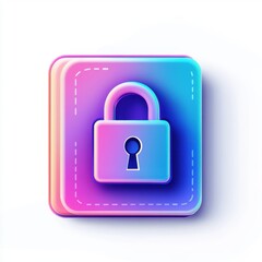 Poster - Colorful digital illustration of a padlock symbol, representing security and privacy in technology.