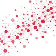 Poster - Abstract network illustration with interconnected red dots and lines on a white background.