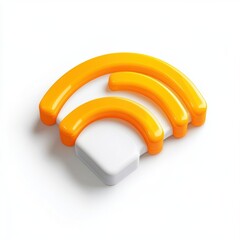 Poster - Stylish 3D representation of a wireless signal icon in bright yellow and white.
