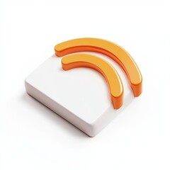 Poster - Stylish white and orange icon symbolizing connectivity and communication.