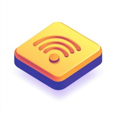 Poster - A vibrant 3D icon featuring a wireless signal symbol, perfect for digital communication themes.