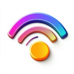 Poster - Vibrant, stylized Wi-Fi symbol in gradient hues of purple, pink, and orange against a clean backdrop.