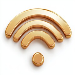 Poster - Stylized golden Wi-Fi symbol on a white background, conveying connectivity and technology vibes.