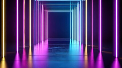 Poster - a minimalistic led stripe design with radiating beams.