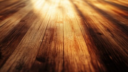 Poster - Warm Wooden Floor with Natural Light and Shadows for Interior Design