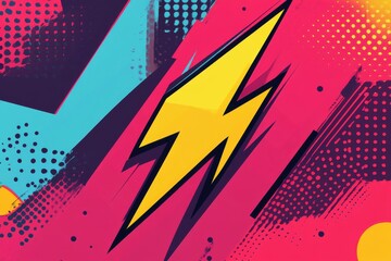 Poster - A vibrant, modern graphic design featuring a bold yellow lightning bolt on a colorful pop art background.