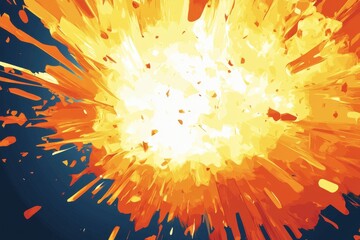 Poster - Vibrant explosion with bright orange and yellow bursts against a dark background.