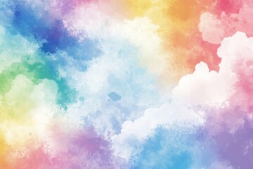 Poster - A vibrant abstract watercolor background featuring soft clouds in a spectrum of colors.