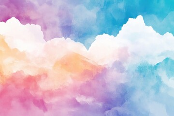 Poster - A serene abstract watercolor illustration with soft pastel hues of pink, blue, and white, creating a calming atmosphere.