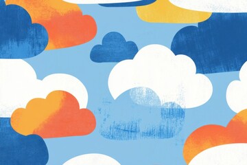 Poster - Colorful clouds in a blue sky create a vibrant and cheerful backdrop.