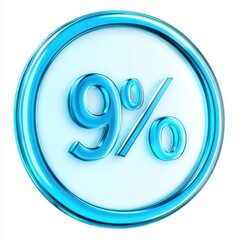 Poster - Blue circular percentage symbol indicating 9%, representing a small fraction or discount.