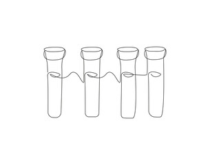 Wall Mural - Continuous one line drawing of laboratory test tube. One line drawing illustration of tube for research. Laboratory equipment concept single line. Editable outline