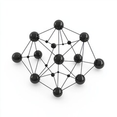 Poster - Abstract black molecular structure showcasing interconnected nodes and lines.