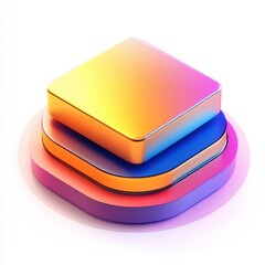Poster - Colorful abstract 3D shapes with smooth gradients and reflective surfaces, creating a vibrant visual effect.
