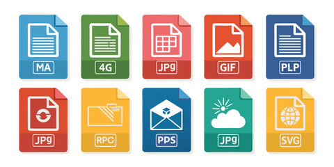 Poster - Set of paper document icons cut out
