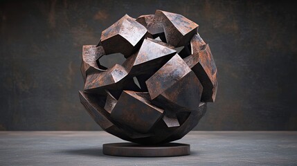 Poster - Abstract Metal Sculpture On Dark Background