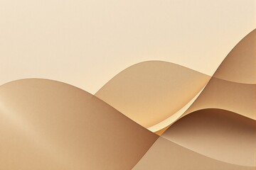 Aufkleber - Abstract beige and brown overlapping wave shapes on a soft gradient background.
