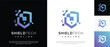 © Artmas - Security shield technology logo design template. Shield digital technology logo design vector icon
