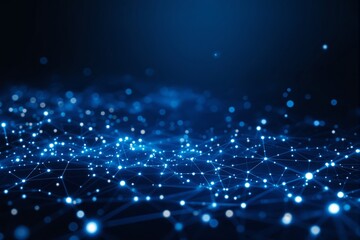 Aufkleber - Abstract glowing network of blue dots and connections on dark background.