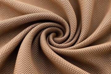 Aufkleber - Close-up of brown herringbone-patterned fabric with swirling folds.