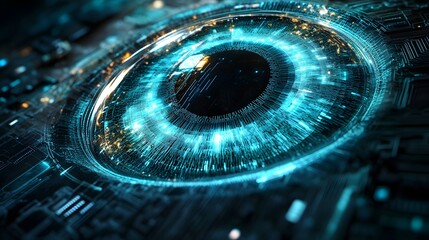 Poster - Futuristic Eye Digital Biometric Iris Scan Technology
