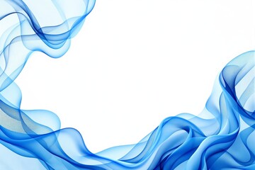 Poster - Abstract flowing blue wave pattern on white background.