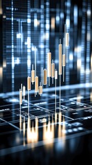 Poster - Candlestick chart demonstrates market fluctuations and trading activity, featuring a blue theme rich in financial data for business insights