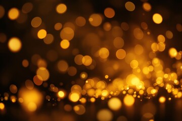 Aufkleber - Abstract golden bokeh light effect on a dark background.