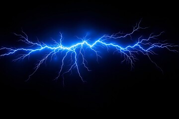 Poster - Electric blue lightning bolt striking across a black background.