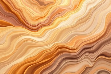 Aufkleber - Abstract flowing lines in warm shades of orange and beige on a wavy textured background.