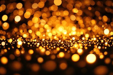 Aufkleber - Abstract bokeh lights in golden hues on a dark background.