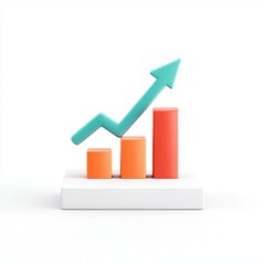 Poster - A vibrant abstract representation of growth, featuring colorful bars and an upward arrow against a clean background.