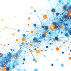 Fototapete - Abstract representation of interconnected blue and orange nodes symbolizing technology and networking.