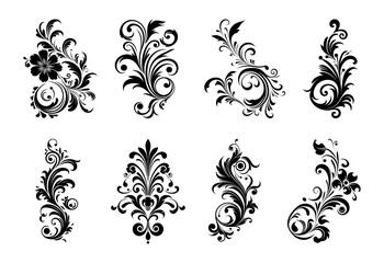 vintage typographic design element vector bundle, set of calligraphic vector decorative ornament ele