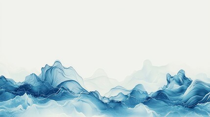 Poster - Abstract blue wave patterns create an artistic landscape, perfect for backgrounds or design projects that need a modern touch.