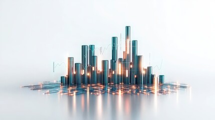 Poster - Abstract representation of digital data with glowing cylinders illustrating modern technology and innovation.