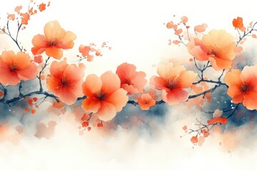 Wall Mural - A still life image of bright orange flowers arranged on a pure white background