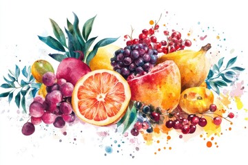 Canvas Print - A colorful arrangement of fresh fruit on a plate, ideal for use in food, beverage, or health-related contexts