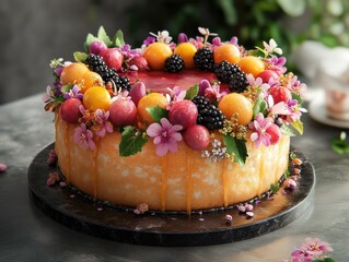 Sticker - Fruit and flower arrangement on a table