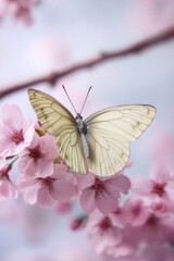 Wall Mural - A butterfly perched on a tree branch, ready to take flight