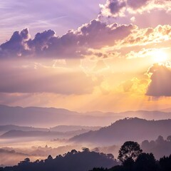 Wall Mural - sunrise in the mountains