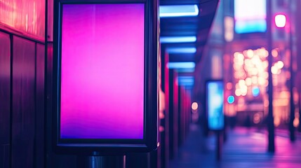 Poster - Blank Billboard In Neon City Nightscape