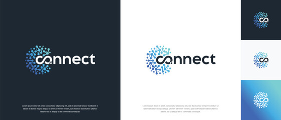 technology connection logo design. technology connection logo template. technology logo symbol icon