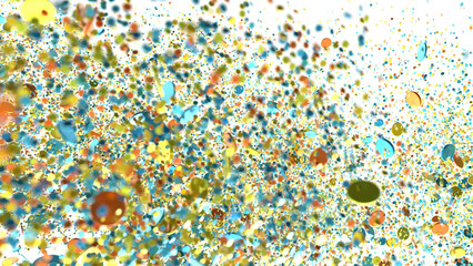 Poster - A festive image of colorful confetti and ribbons falling on a white background, perfect for celebrations and parties.