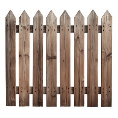 Poster - Old wooden fence with pointed pickets on white background